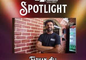 Farhan Ali of Rosati's Pizza of Homer Glen. HCBA Spotlight logo.