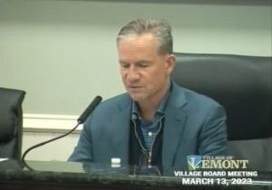 Screenshot of John Egofske reading from his "Mayors Mention" at Lemont Village Board