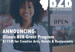 Graphic promotiong B2B Grant Program from the Illinois Department of Economic Opportunity