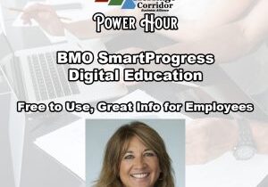 Graphic for Ep. 12 of the HCBA Power Hour. "BMO SmartProgress Digital Education, featuring Lana Thompson from BMO Harris"